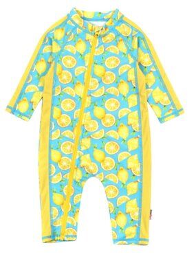 Swim Zip novelty lemon print long sleeve rash guard swim suit 12-18 month